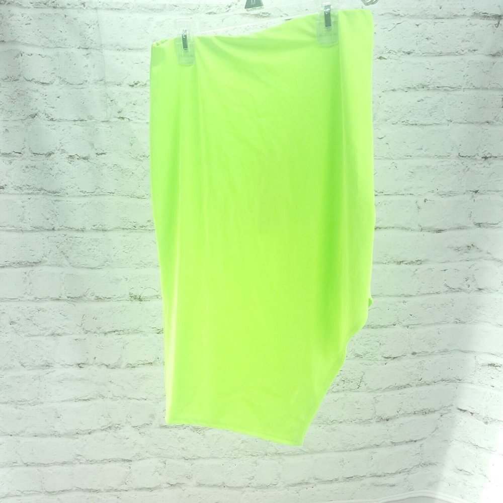 Know One Cares Womens Fluorescent Yellow Asymmetric Knee Length Skirt Size Large